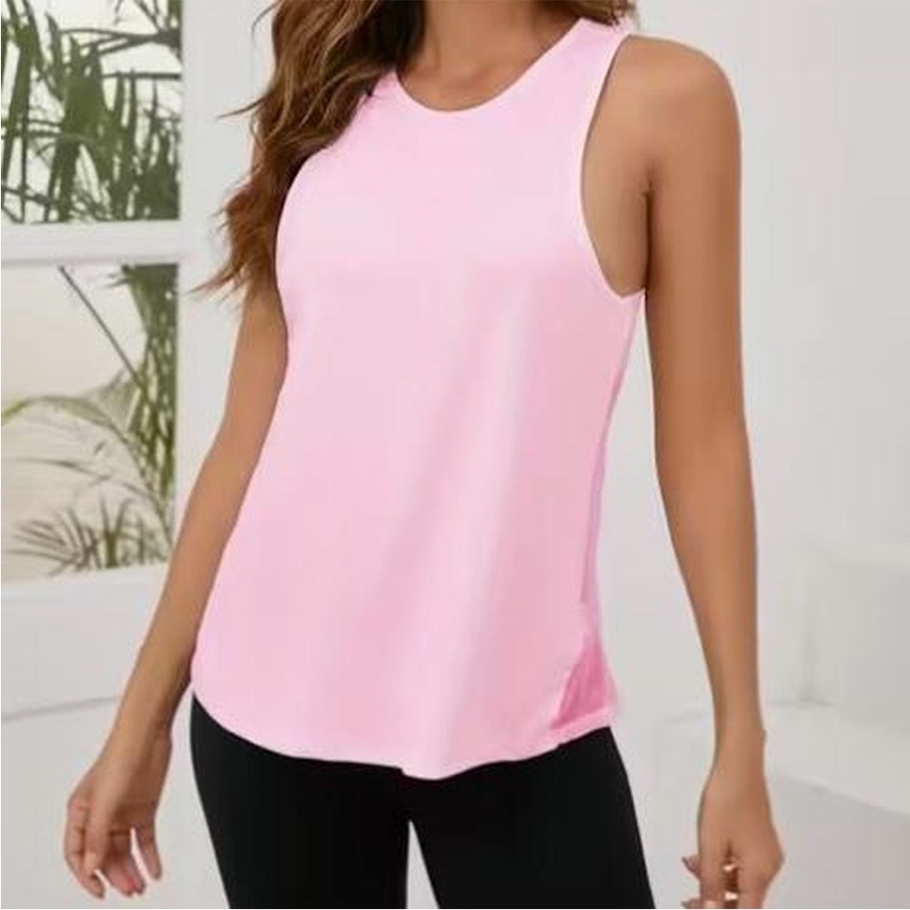 Mesh Back Motivational Pink Racerback Tank Top M - Picture 2 of 9